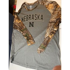 Colosseum Nebraska Huskers Camo Raglan Long Sleeve Shirt Mens XXL
